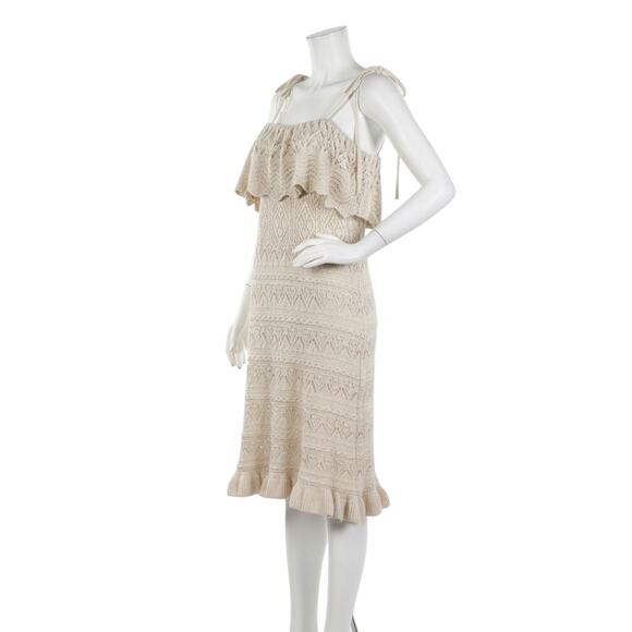 ZARA Knit Crochet Openwork Dress Ecru Off White Ruffle Strappy Size M NWT - Picture 10 of 10